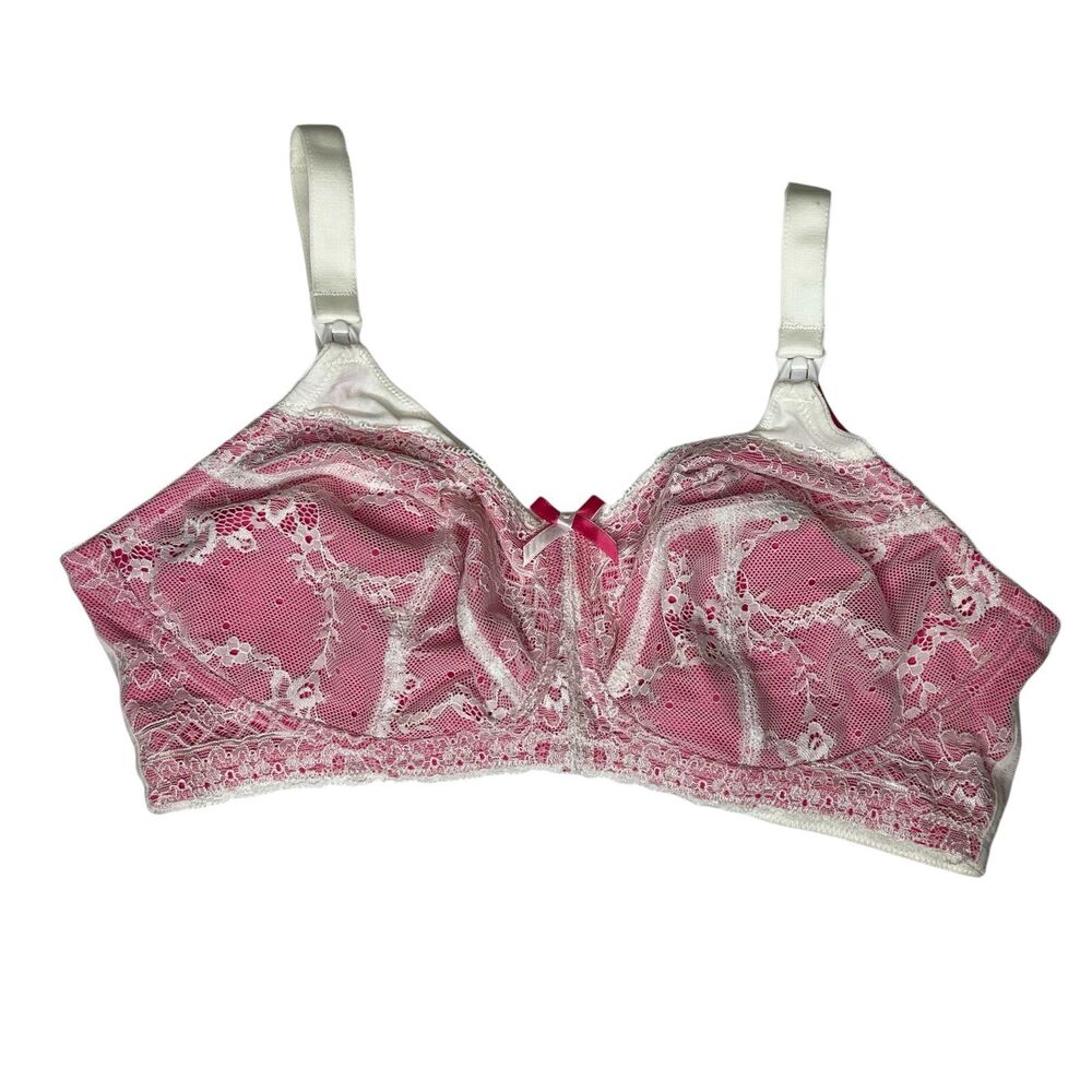 New without tags Panache Pink white lace unlined nursing bra 40D